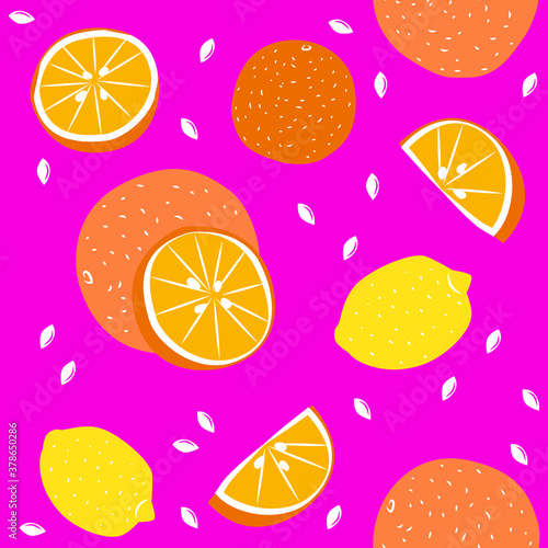seamless pattern with citrus fruits photo