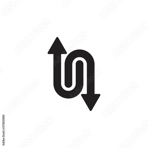UN letter with up and down arrow logo design vector
