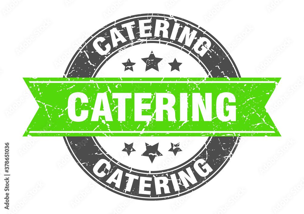 Obraz premium catering round stamp with ribbon. label sign