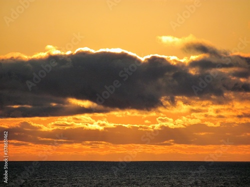 Orange Yellow Colors of Sunset Along the Inside Passage  Alaska