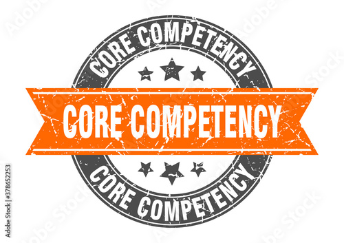 core competency round stamp with ribbon. label sign