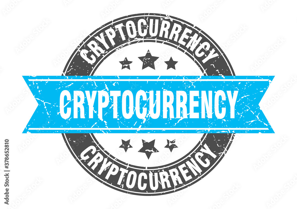cryptocurrency round stamp with ribbon. label sign cryptocurrency round stamp with ribbon. label sign