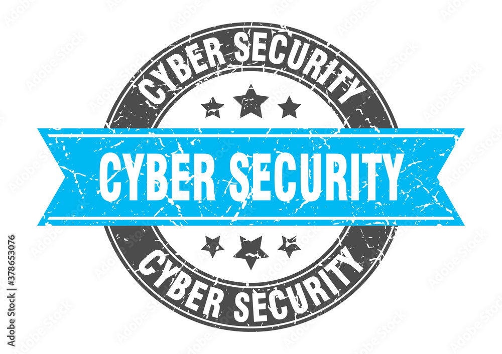 cyber security round stamp with ribbon. label sign