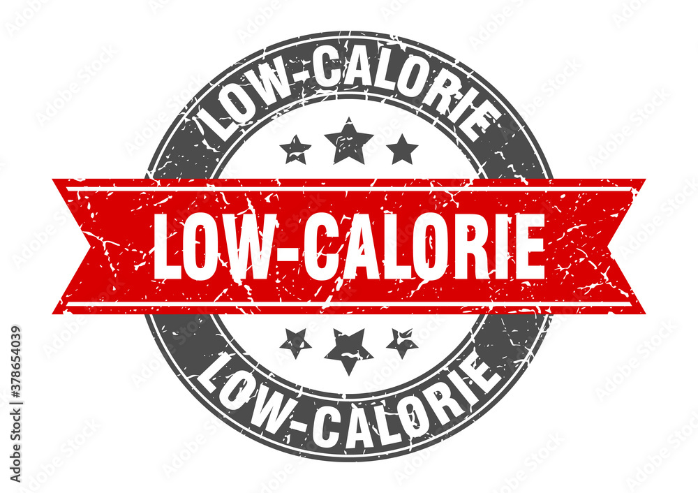 low-calorie round stamp with ribbon. label sign