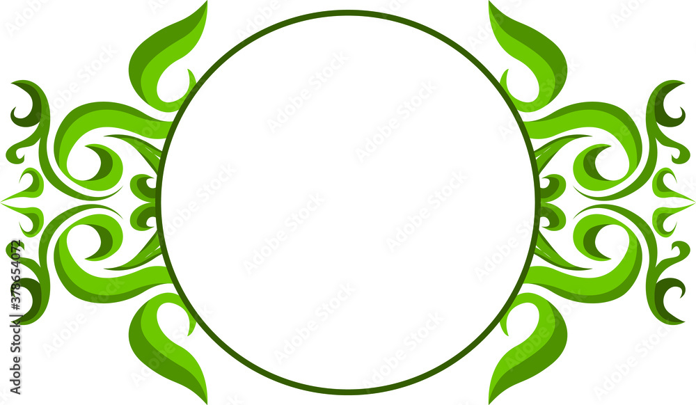 Vector Design of a Green Leaf Ornament Circle Frame with a Nature Theme Vector Design of a Green Leaf Ornament Circle Frame with a Nature Theme