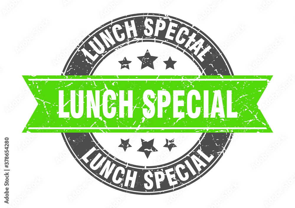 Obraz premium lunch special round stamp with ribbon. label sign