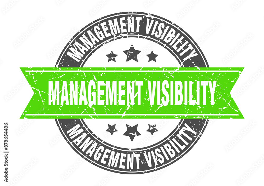 Obraz premium management visibility round stamp with ribbon. label sign