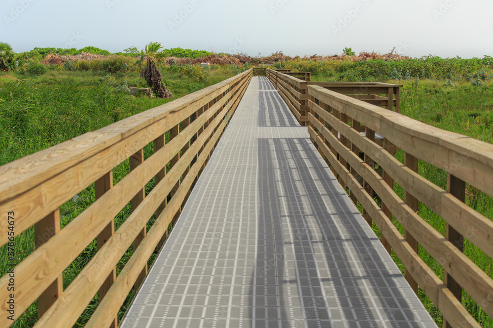 The new birding boardwalk after hurricane Harvey destroyed the old one in Port Aransas, Texas.