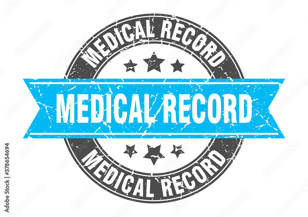 Fototapeta premium medical record round stamp with ribbon. label sign