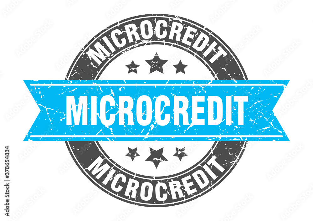 Fototapeta premium microcredit round stamp with ribbon. label sign
