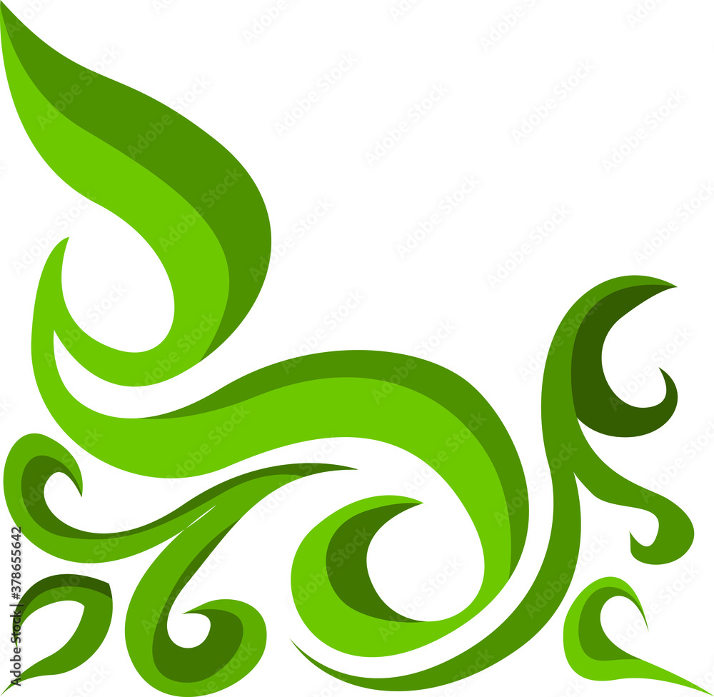 Fototapeta premium Vector Design of a Green Leaf Ornament with a Nature Theme