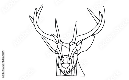 Deer line illustration. Geometric abstract animal drawings. Contour drawing. © checkpoint