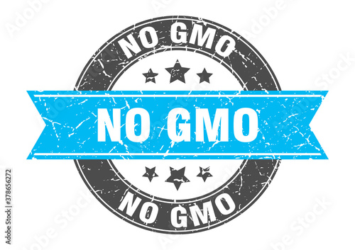 no gmo round stamp with ribbon. label sign