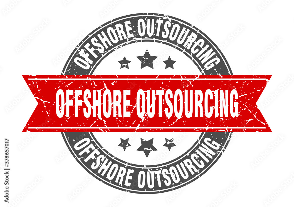 offshore outsourcing round stamp with ribbon. label sign offshore outsourcing round stamp with ribbon. label sign