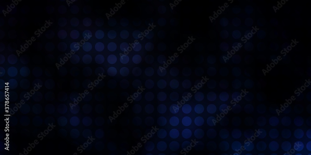 Dark BLUE vector backdrop with circles. Glitter abstract illustration with colorful drops. Pattern for business ads.