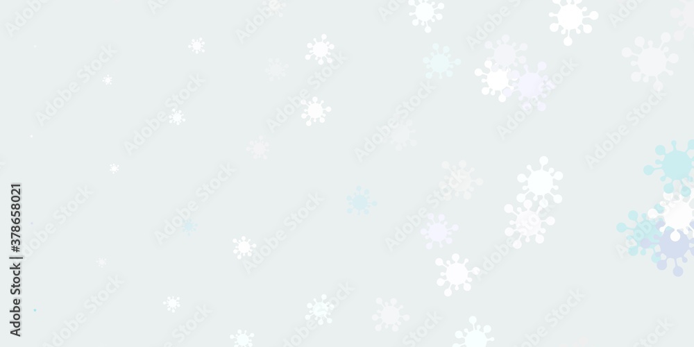 Light pink, blue vector background with covid-19 symbols. Light pink, blue vector background with covid-19 symbols.