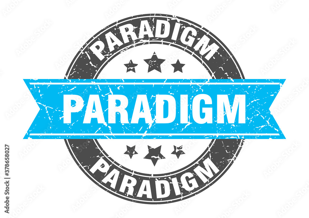 Fototapeta premium paradigm round stamp with ribbon. label sign