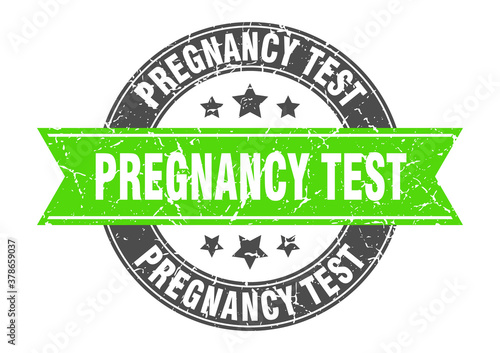 pregnancy test round stamp with ribbon. label sign
