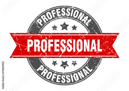 professional round stamp with ribbon. label sign