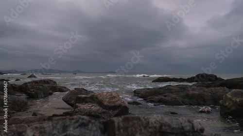 Wallpaper Mural storm over the sea waves and rocks Torontodigital.ca