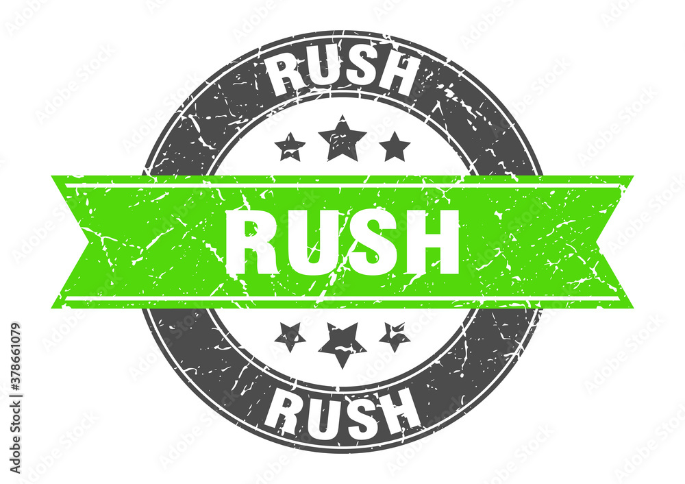 Fototapeta premium rush round stamp with ribbon. label sign
