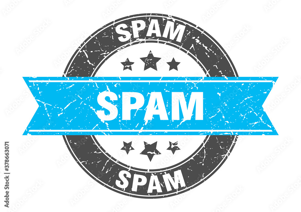 Fototapeta premium spam round stamp with ribbon. label sign