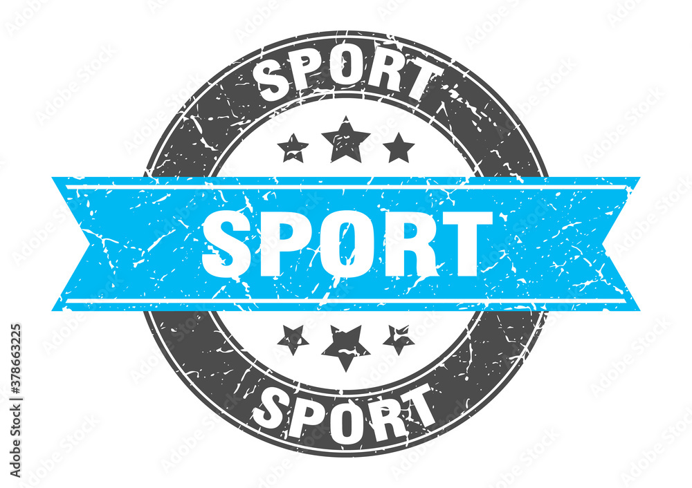 Fototapeta premium sport round stamp with ribbon. label sign