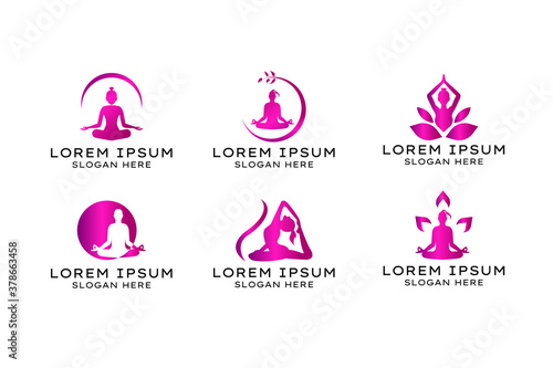 Set of yoga logo vector