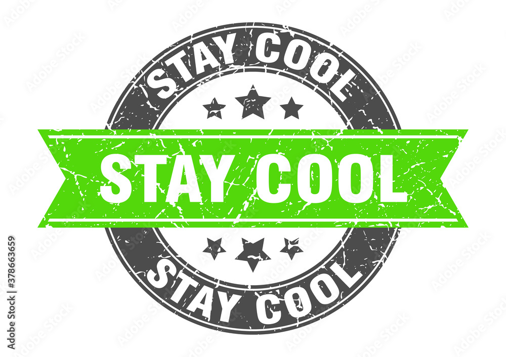 stay cool round stamp with ribbon. label sign