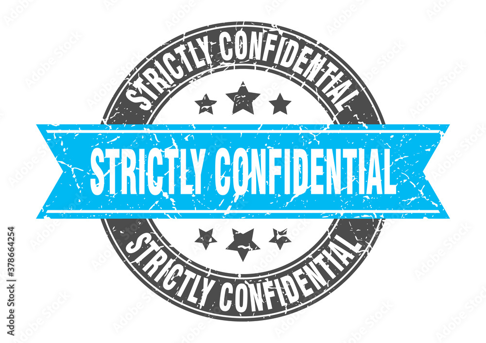 strictly confidential round stamp with ribbon. label sign strictly confidential round stamp with ribbon. label sign
