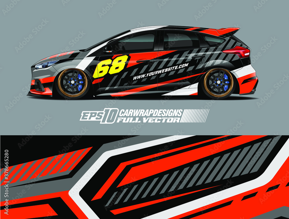 Car wrap decal graphic design. Abstract stripe racing background designs for wrap cargo van, race car, pickup truck, adventure vehicle. Eps 10 Car wrap decal graphic design. Abstract stripe racing background designs for wrap cargo van, race car, pickup truck, adventure vehicle. Eps 10
