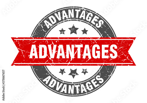 advantages round stamp with ribbon. label sign