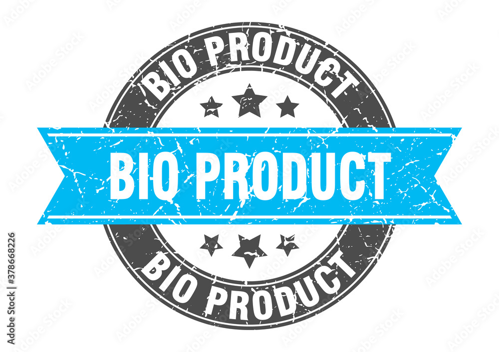 bio product round stamp with ribbon. label sign