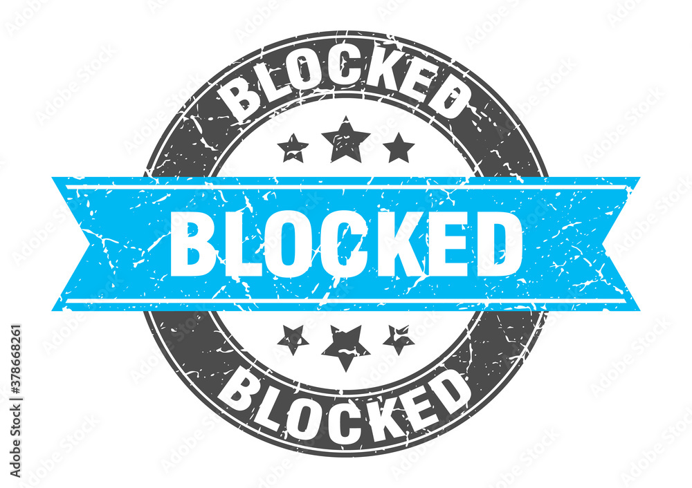 Fototapeta premium blocked round stamp with ribbon. label sign