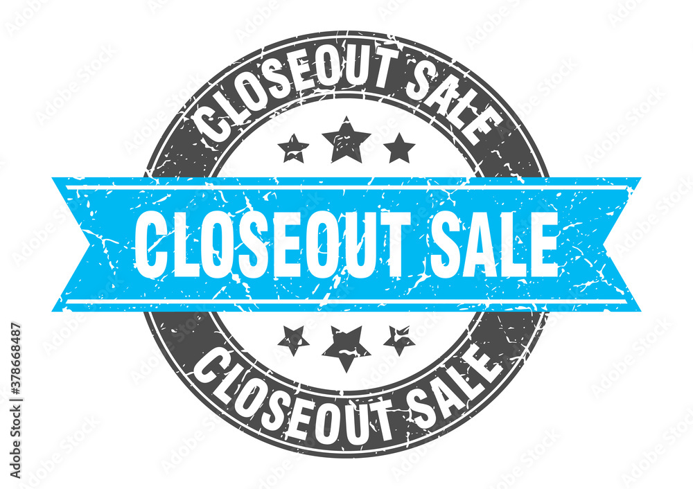 closeout sale round stamp with ribbon. label sign closeout sale round stamp with ribbon. label sign