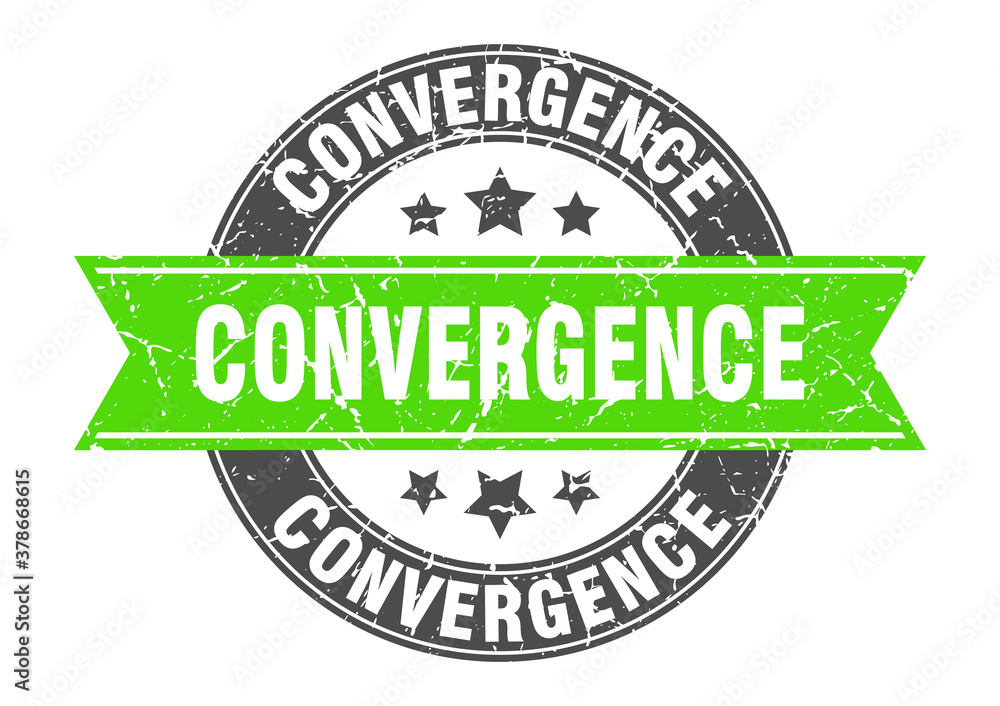 Fototapeta premium convergence round stamp with ribbon. label sign
