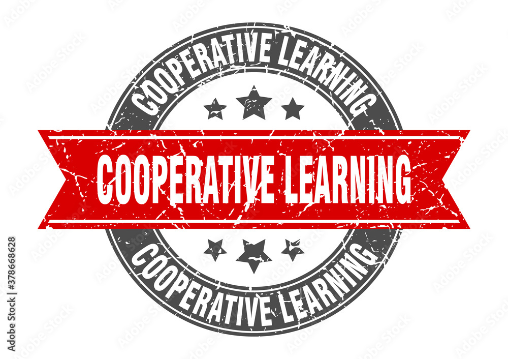 cooperative learning round stamp with ribbon. label sign