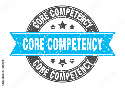 core competency round stamp with ribbon. label sign