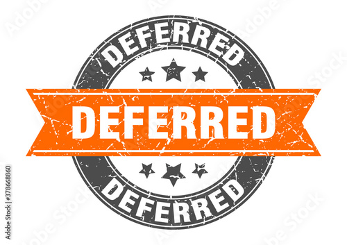 deferred round stamp with ribbon. label sign