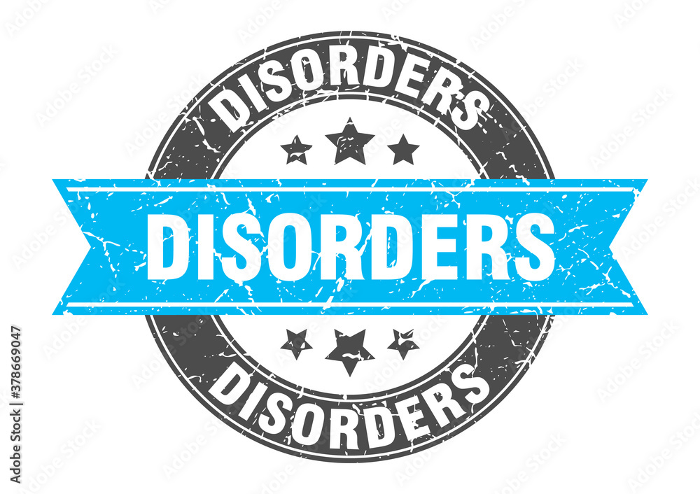 disorders round stamp with ribbon. label sign disorders round stamp with ribbon. label sign