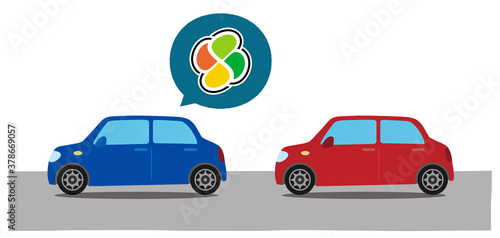 高齢者が運転する青い自動車のベクターイラスト