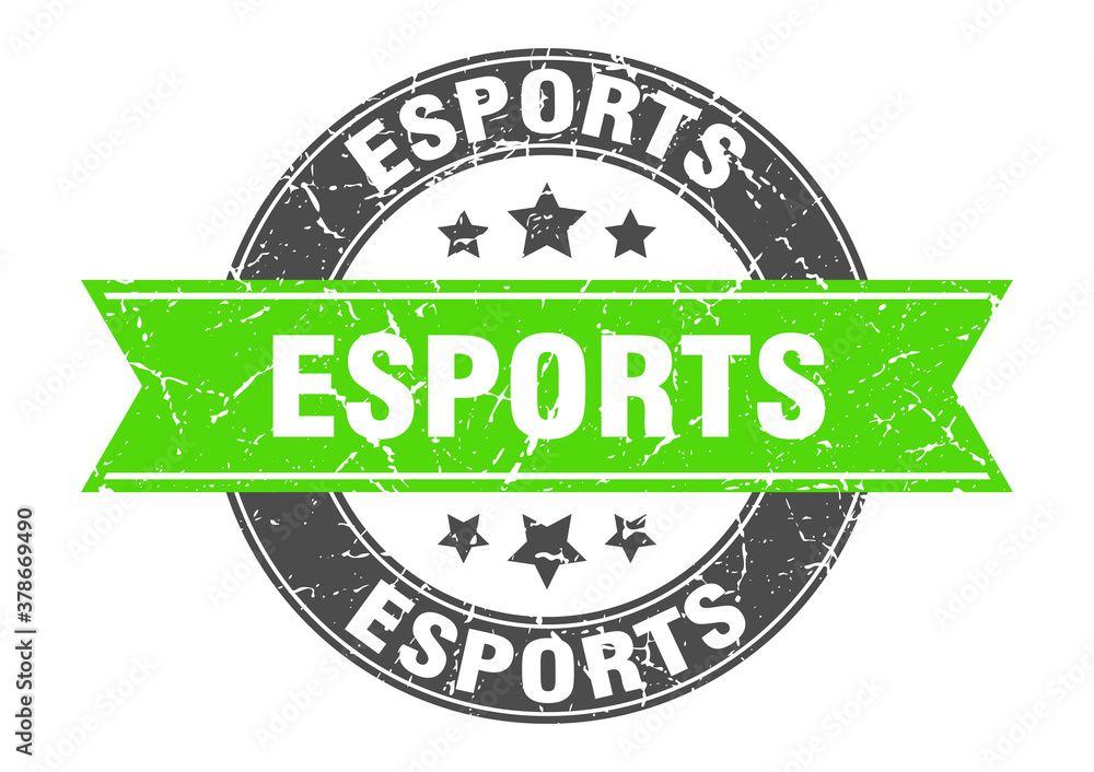 Fototapeta premium esports round stamp with ribbon. label sign