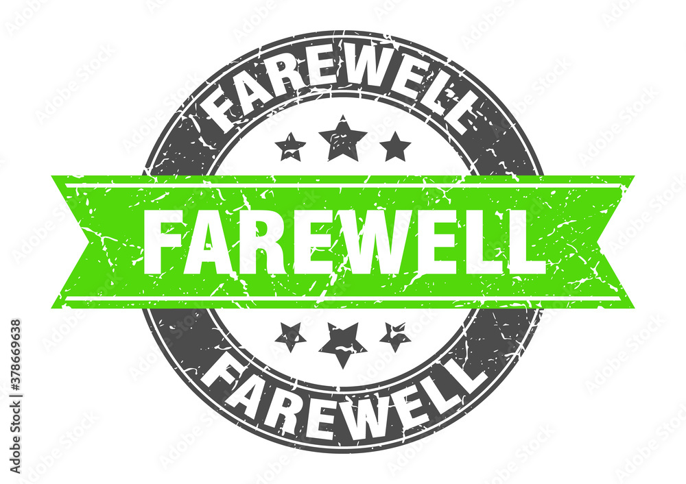 Fototapeta premium farewell round stamp with ribbon. label sign