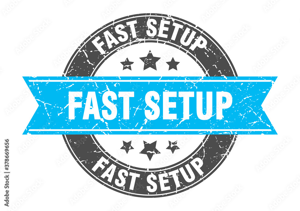 Fototapeta premium fast setup round stamp with ribbon. label sign