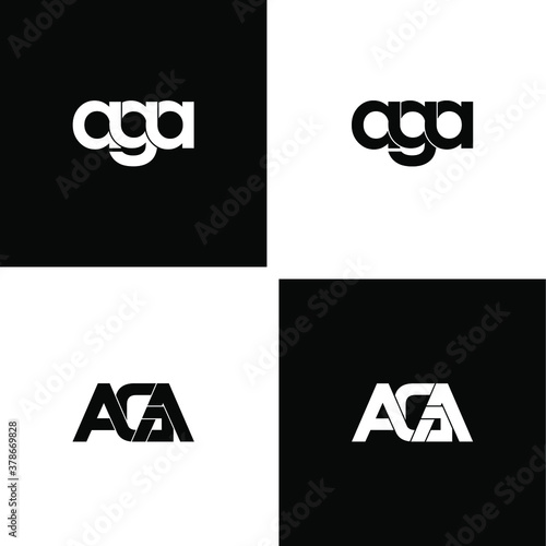 aga letter initial monogram logo design set photo