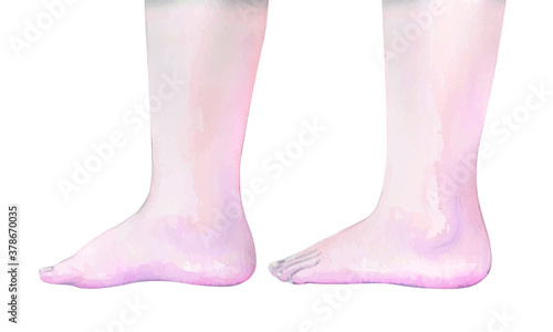 Baby feet. Watercolor drawing. Vector illustration.