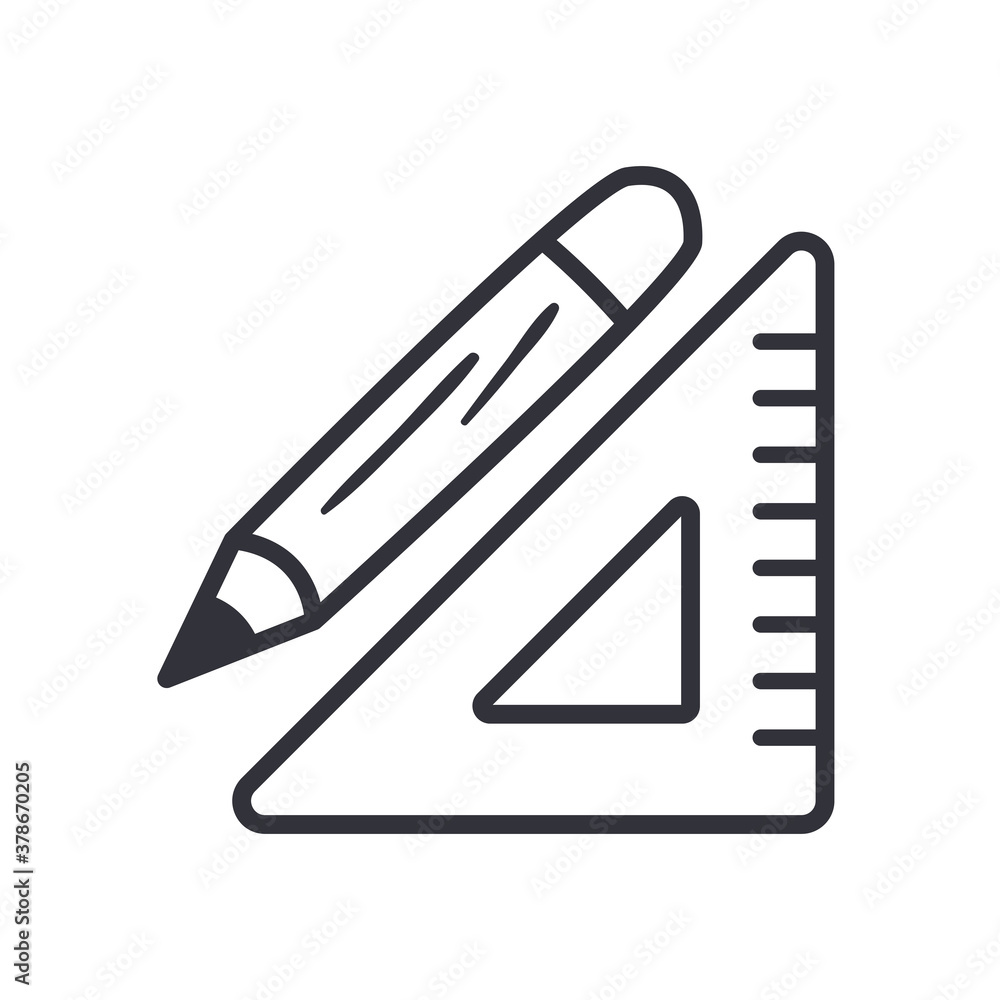 ruler and pencil line style icon vector design ruler and pencil line style icon vector design