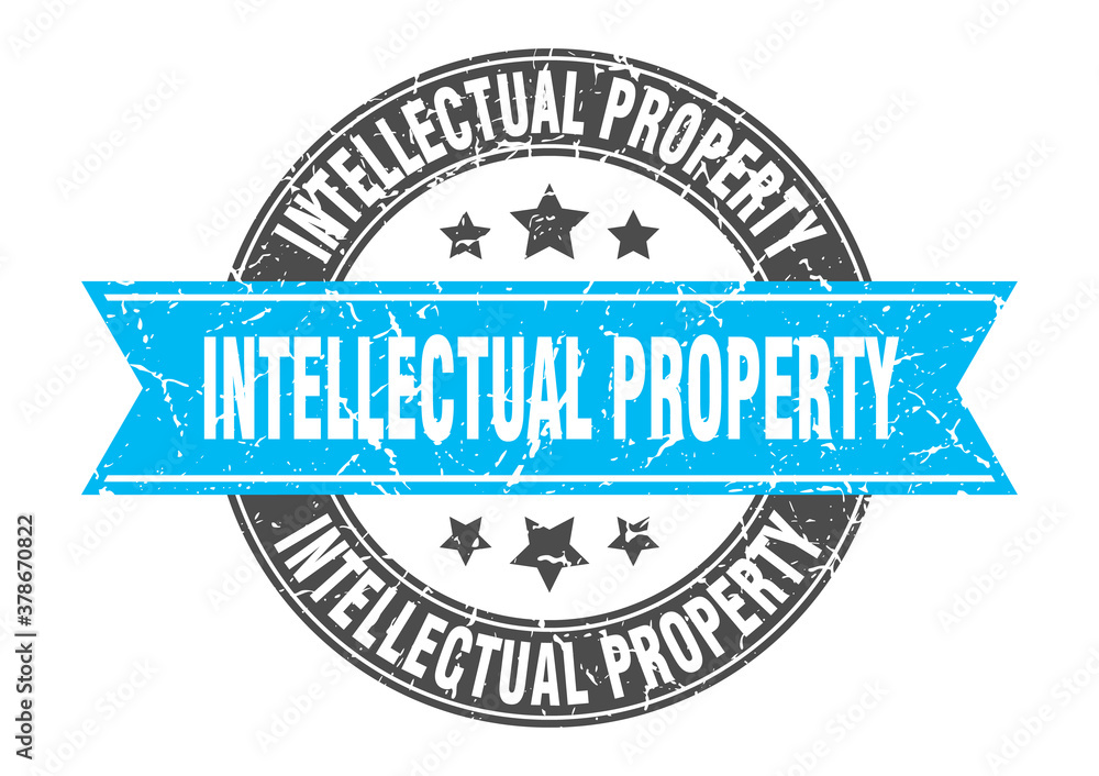 intellectual property round stamp with ribbon. label sign intellectual property round stamp with ribbon. label sign