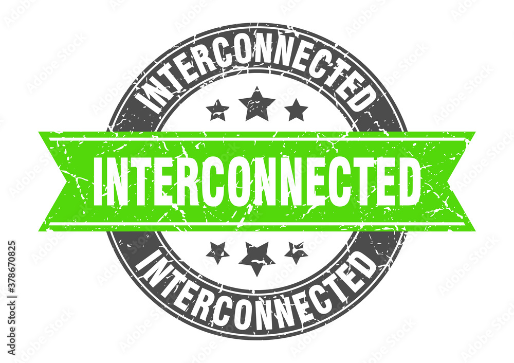 Obraz premium interconnected round stamp with ribbon. label sign