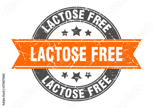 lactose free round stamp with ribbon. label sign